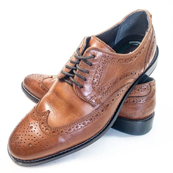 Nunn Bush Nelson Cognac Leather Wingtip Oxfords Sz 7M - Picture 8 of 8